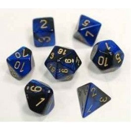 Chessex Gemini Black-Blue/gold Polyhedral 7-Dice Set