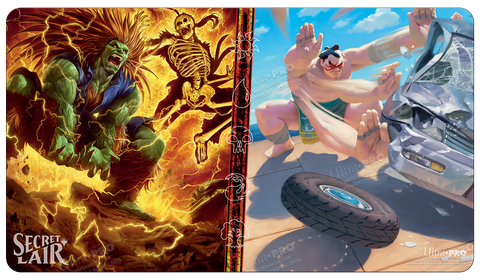 Ultra Pro Playmat Magic the Gathering Secret Lair Blanka Ferocious Friend and E. Honda Sumo Champion